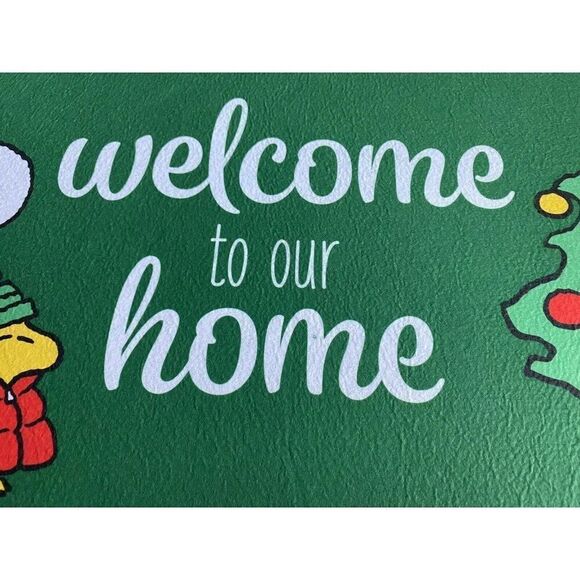 Peanuts Snoopy Christmas Puffy Coat Puffer Jacket Rubber Door Mat Rug 18X30” NEW - Picture 5 of 7